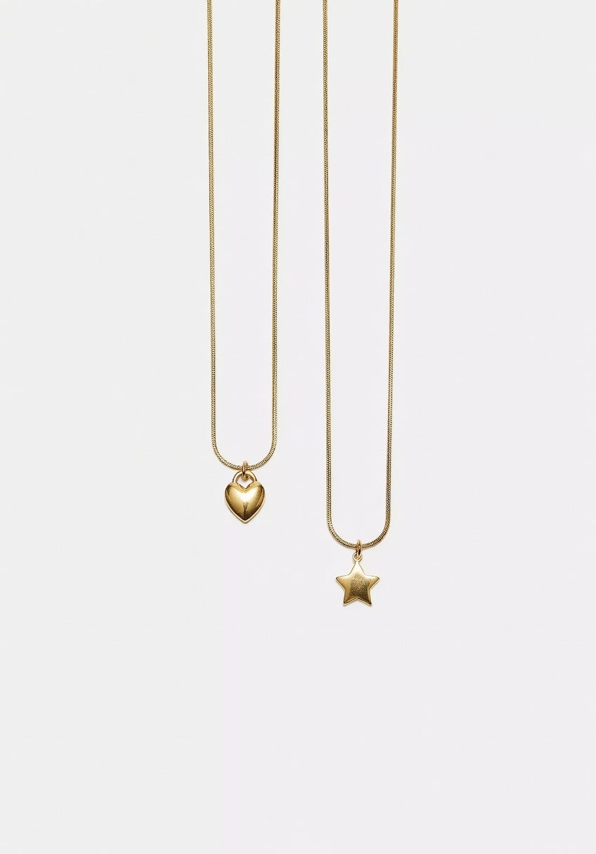 Set Collares Heart & Star Dorado – Amor y Magia en Oro