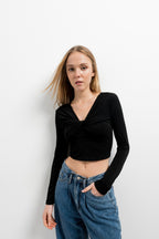 LANGARM-T-SHIRT MIT KNOTEN
