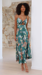 Vestido midi «Dreamers» - Estampado floral verde