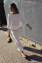 Culotte-Hose mit kontrastierenden Paspeln