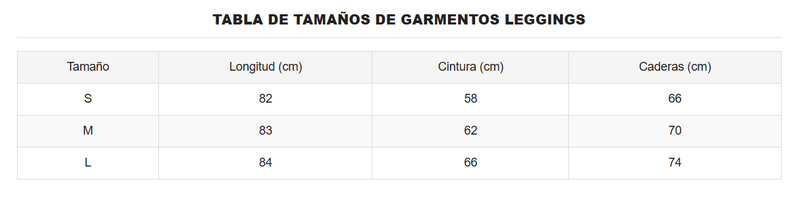Tabla de tallas