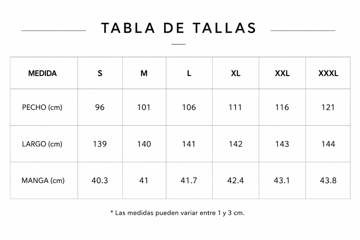 Tabla de tallas