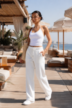 North White Tracksuit Bottoms – Sporty Comfort in White