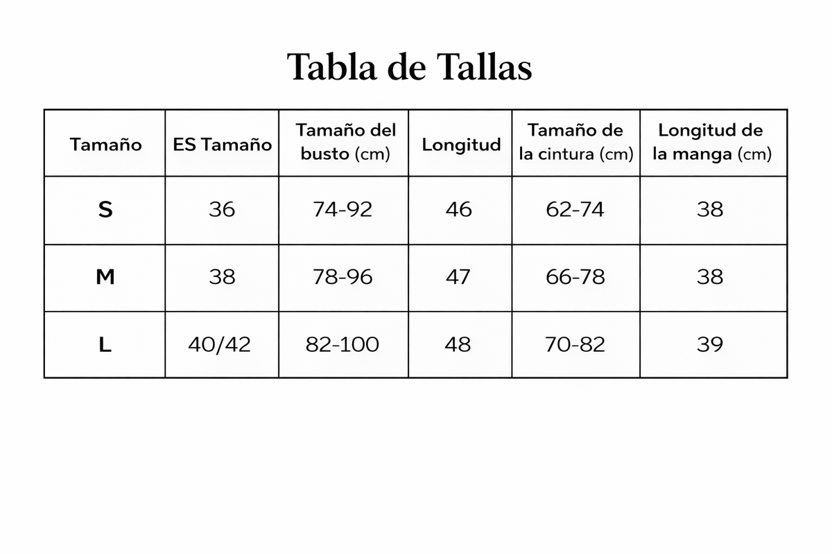 Tabla de tallas