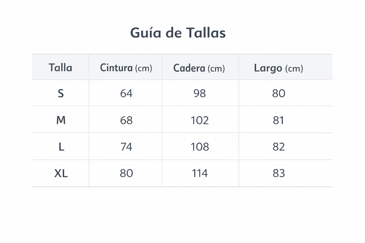 Tabla de tallas