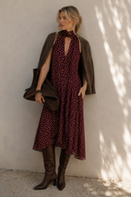 Halterkleid mit Punkten und Bindeband
