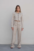 KARIERTE CROPPED-JACKE