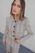 KARIERTE CROPPED-JACKE