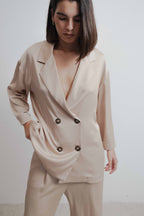 Satinblazer mit Wickeloptik
