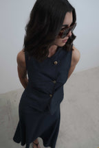 Doppelreihige Weste in Denim-Optik