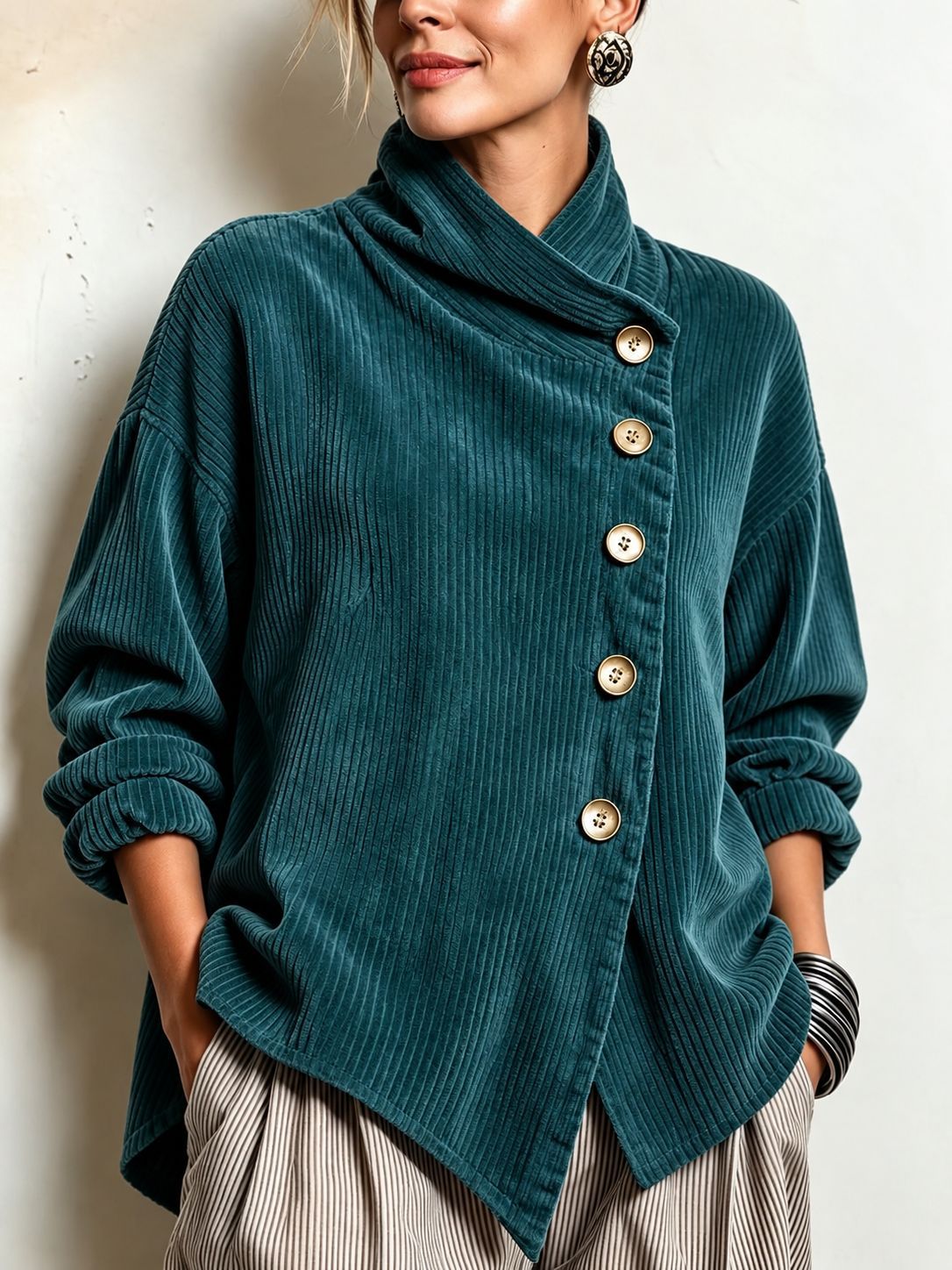 Capucine | Jersey de pana acanalada con cuello alto