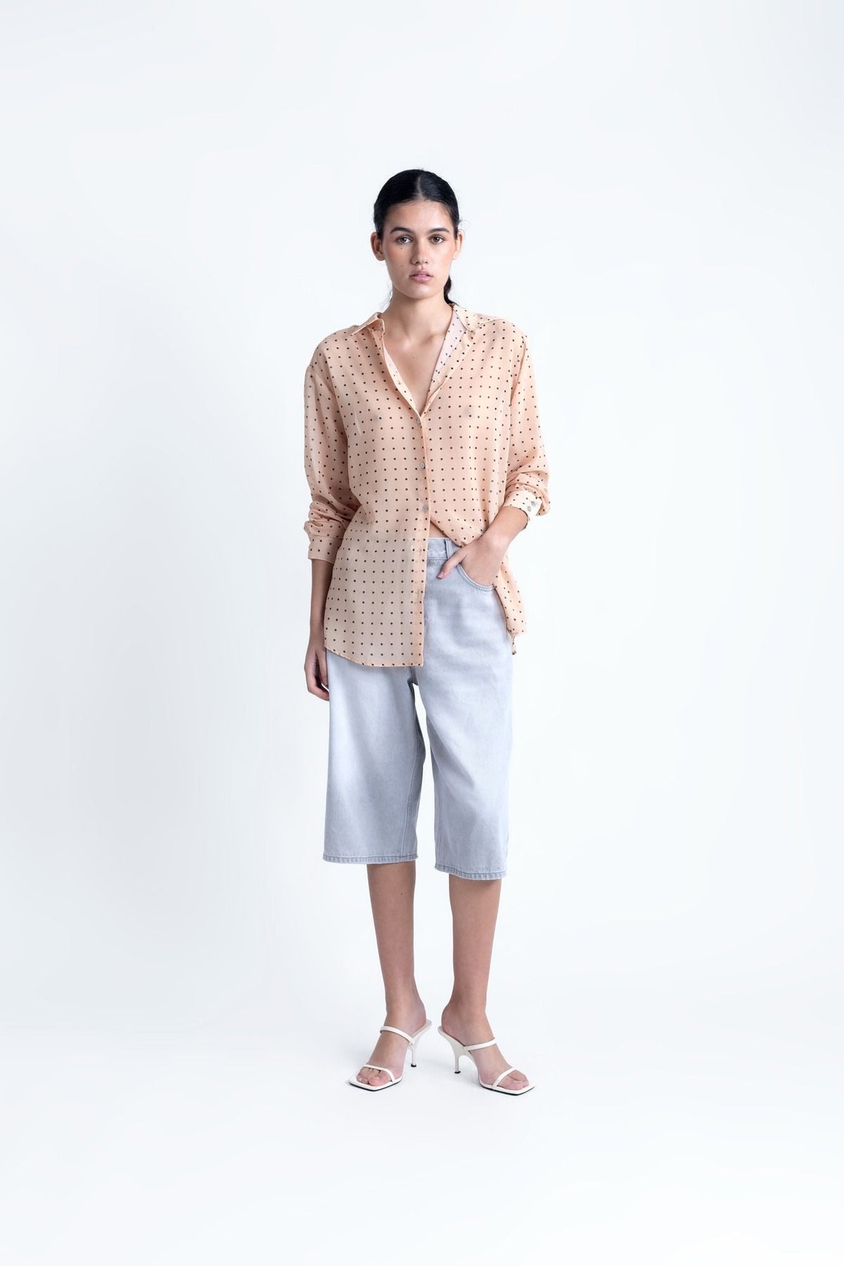 CAMISA ESTAMPADA SEMITRANSPARENTE