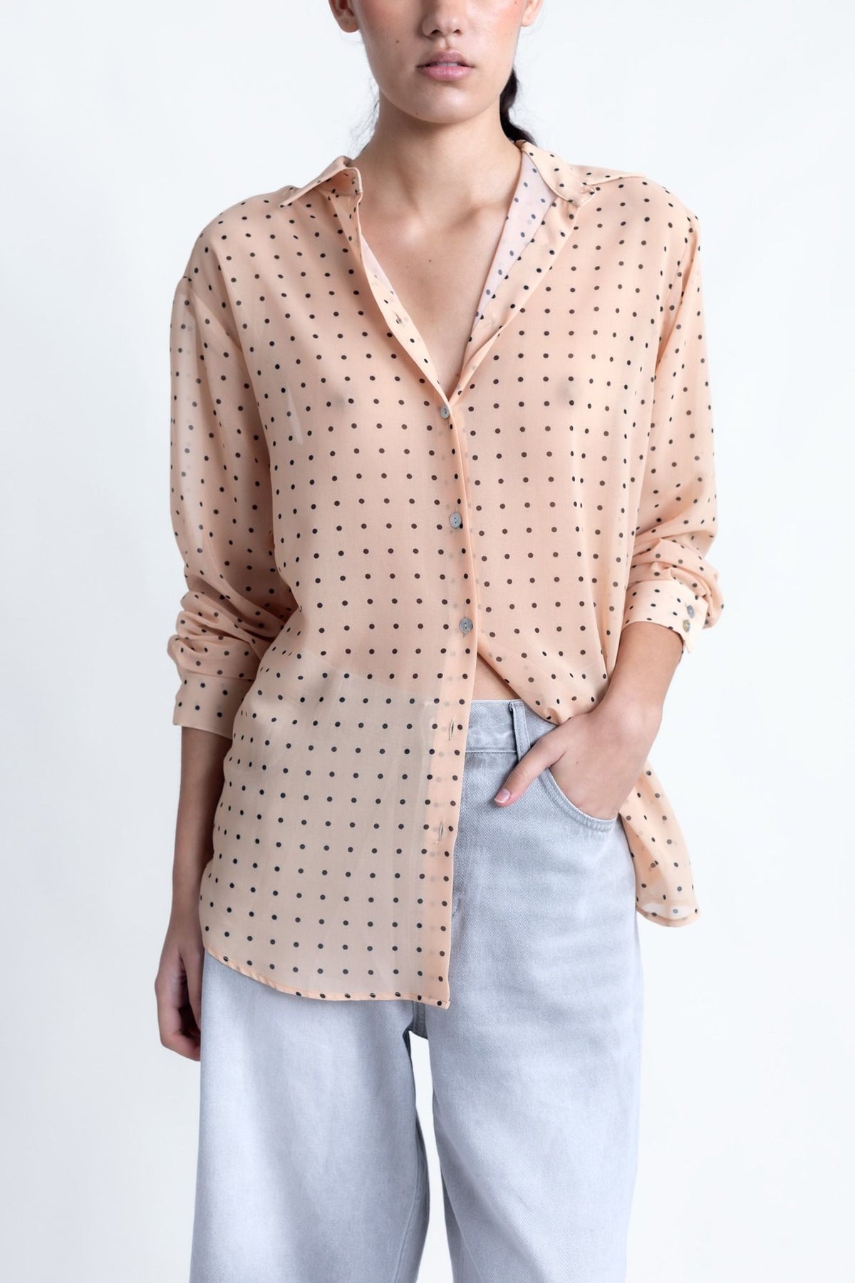 CAMISA ESTAMPADA SEMITRANSPARENTE