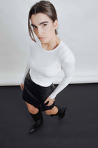 Minirock mit Hosenpartie in Lederoptik