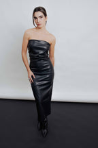 Midikleid in Lederoptik