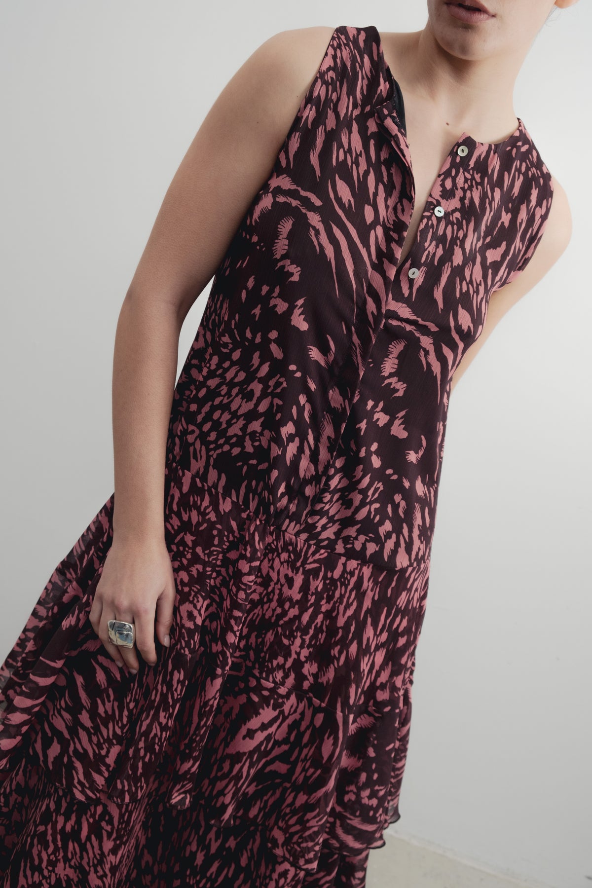 VESTIDO LARGO VOLANTES ESTAMPADO