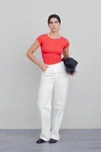 Wide-Leg-Jeans mit mittlerer Leibhöhe, voller Länge