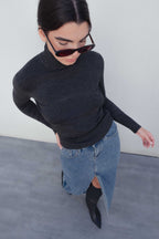 Langer Jeansrock mit Schlitz