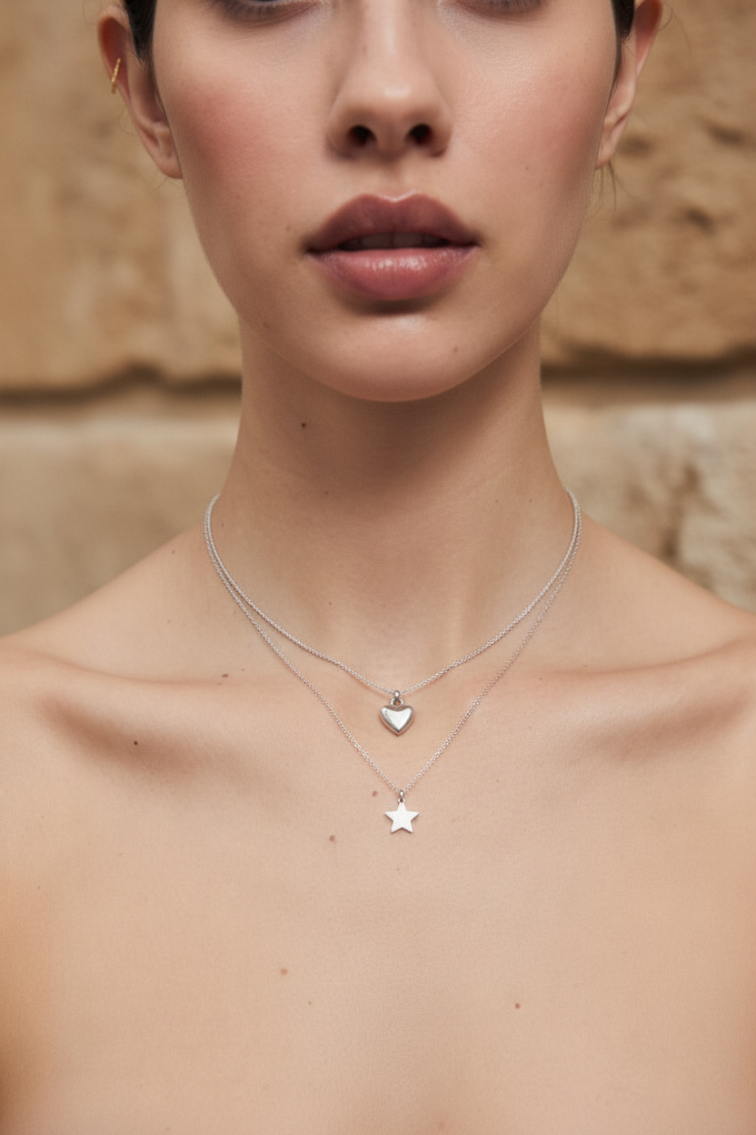 Set collares Heart & Star Plateado