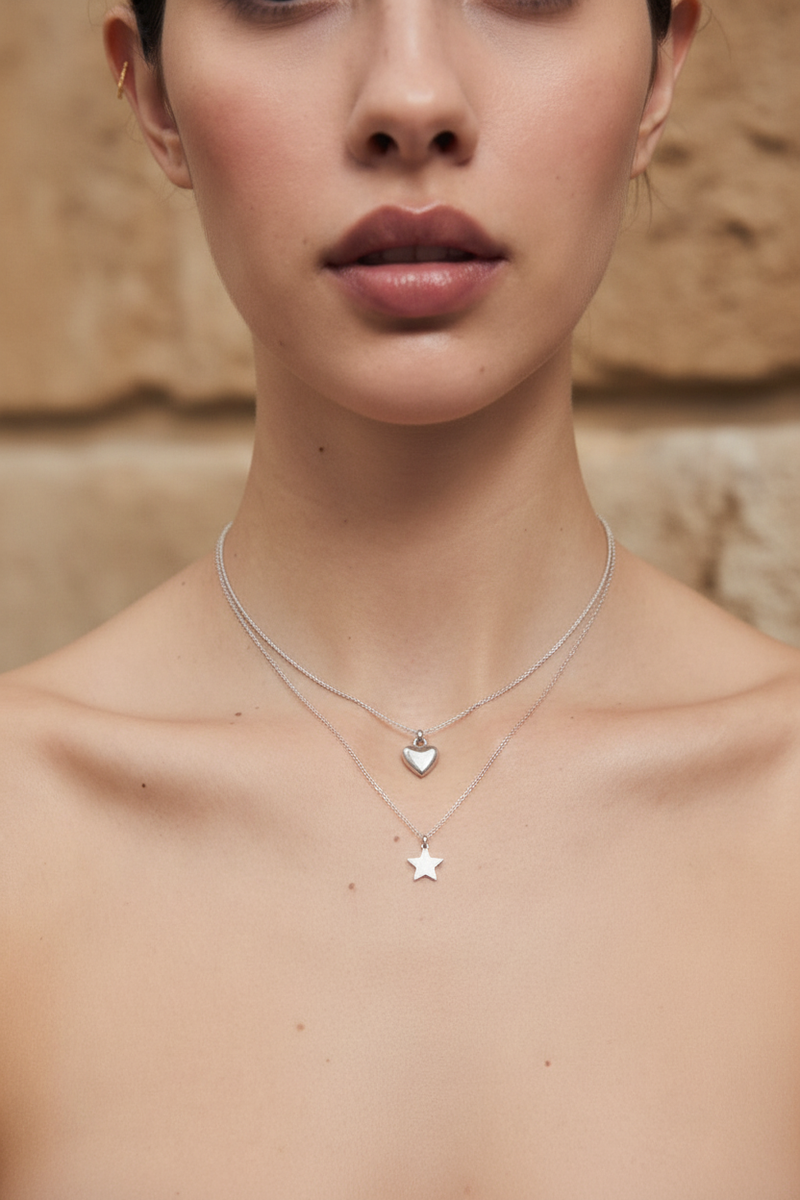 Set collares Heart & Star Plateado