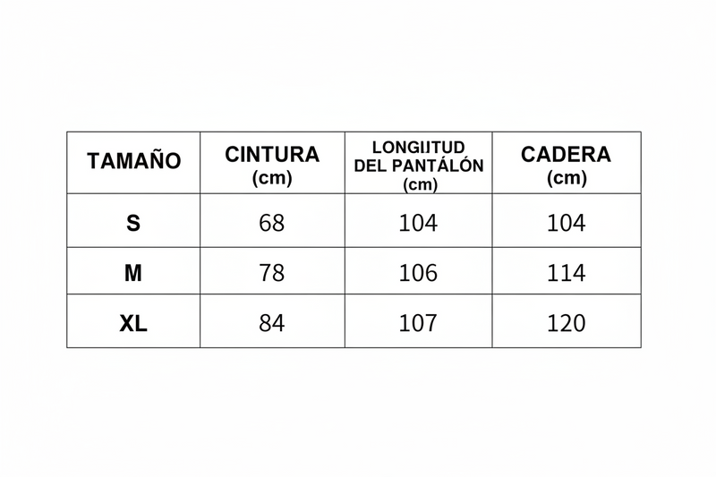 Tabla de tallas